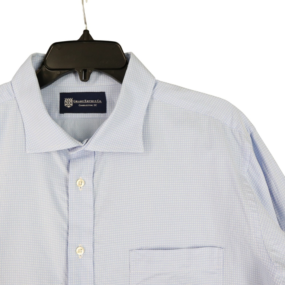 Grady Ervin & Co Custom Made Button Down Shirt Mens XL Micro Check Spread Collar